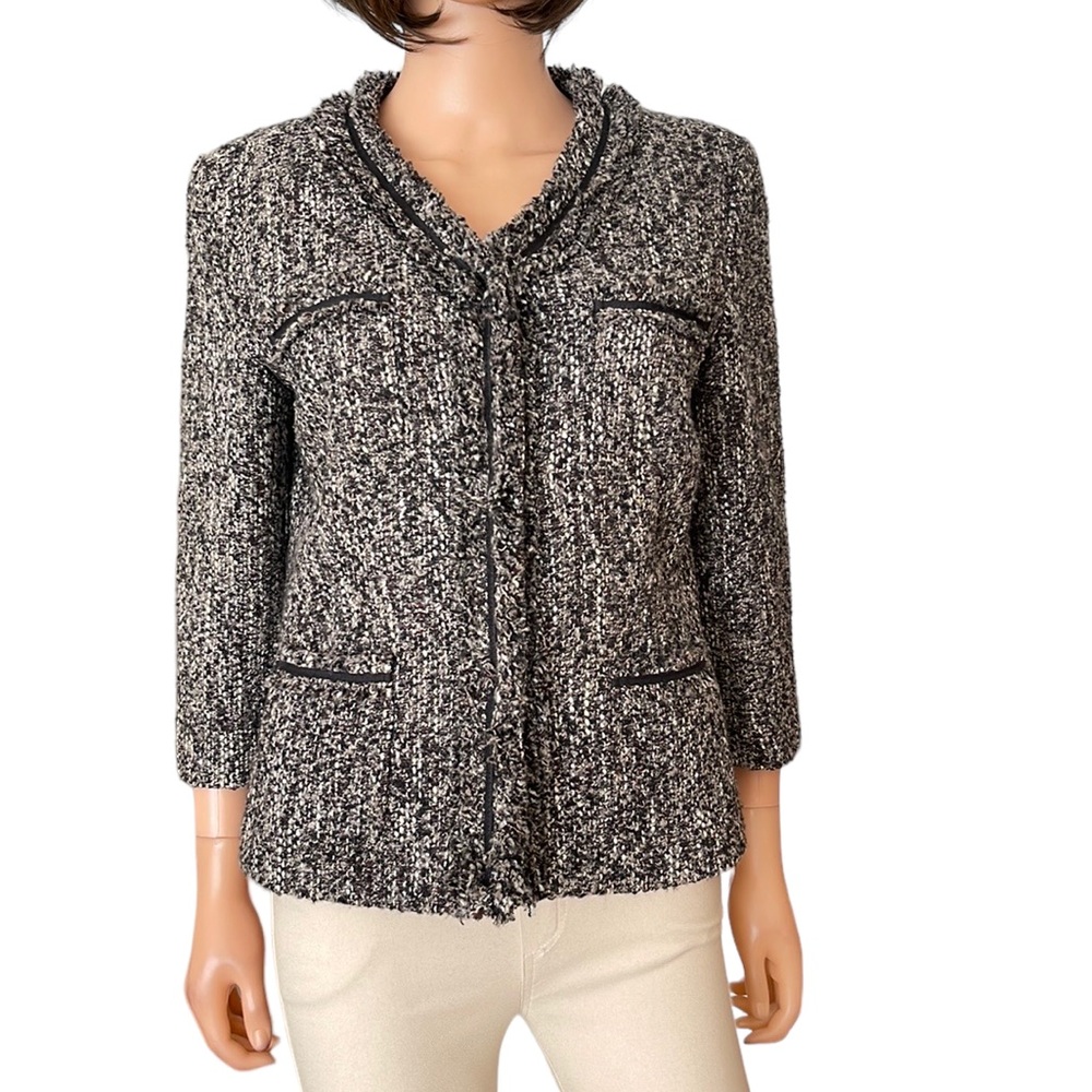 Talbots Black White Tweed Classic Blazer Size 12P